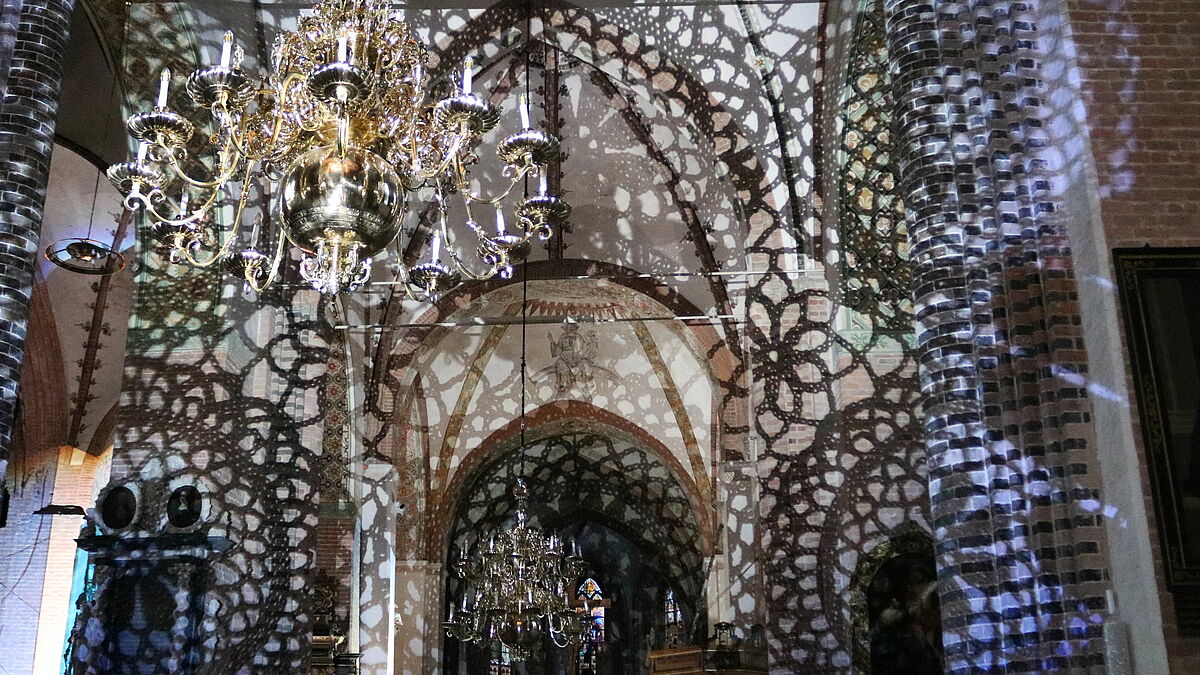 Beim Probeleuchten im Schleswiger Dom